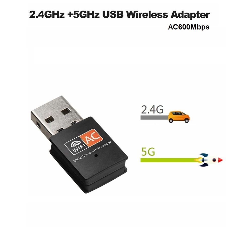  AC600 Mbps Dual Band 2.4/5Ghz Wireless USB WiFi