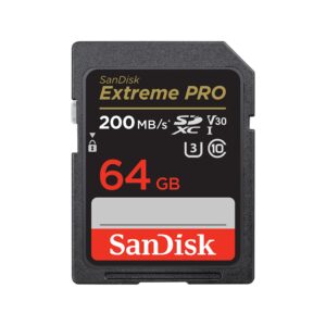 SanDisk 64GB Extreme PRO SD Card. 200mb/s