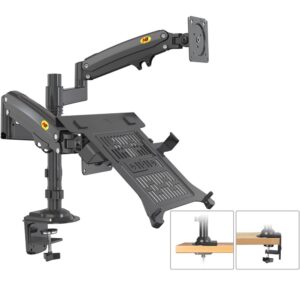 dual monitor arm with laptop stand - table mount
