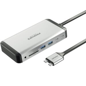 Promate VersaHub-MST 13-in-1 MacBook Docking station with 150W Power Adapter & 4K@60Hz MST Dual Display