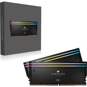 Corsair DOMINATOR® TITANIUM RGB 64GB (2x32GB) DDR5 DRAM 6400MT/s CL32 Intel XMP Memory Kit — Black