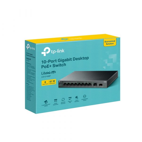 10-Port Gigabit Desktop Switch with 8-Port PoE+