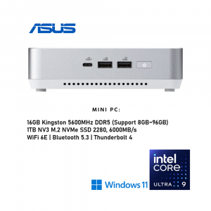 ASUS NUC 14 Pro Plus Mini PC, Intel Ultra 9, 16GB RAM, 1TB NVMe SSD, W11Pro