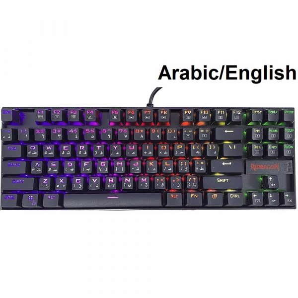 Redragon KUMARA K552 RGB-1 TKL Tenkeyless Wired Mechanical Gaming Keyboard (Arabic Layout) - Black