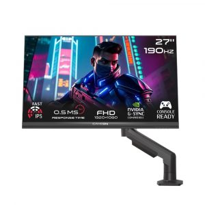 GameOn Midnight Pro X Series 27" FHD, 190Hz, MPRT 0.5ms, Fast IPS Gaming Monitor (Support PS5) with Stand - Black