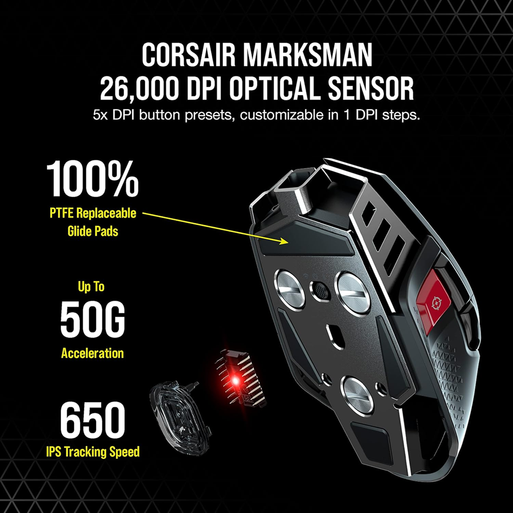 Corsair M65 RGB Ultra Wireless Tunable FPS Gaming Mouse — 8 Buttons, Black - Image 7