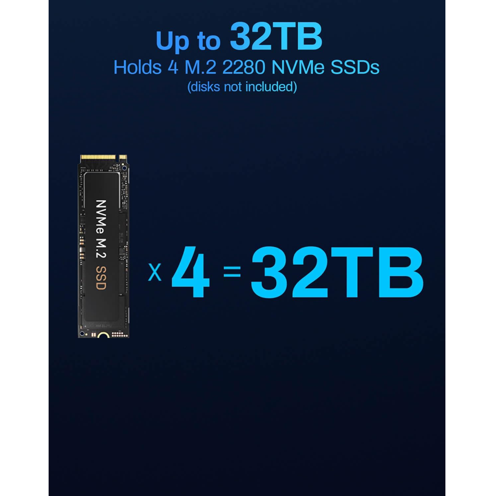 TerraMaster D4 SSD 4-Bay M.2 NVME Enclosure Case, Palm Sized - Image 4