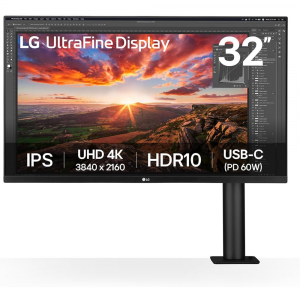 lg 32" LG UHD 4K Ergo IPS Monitor, USB-C, Black