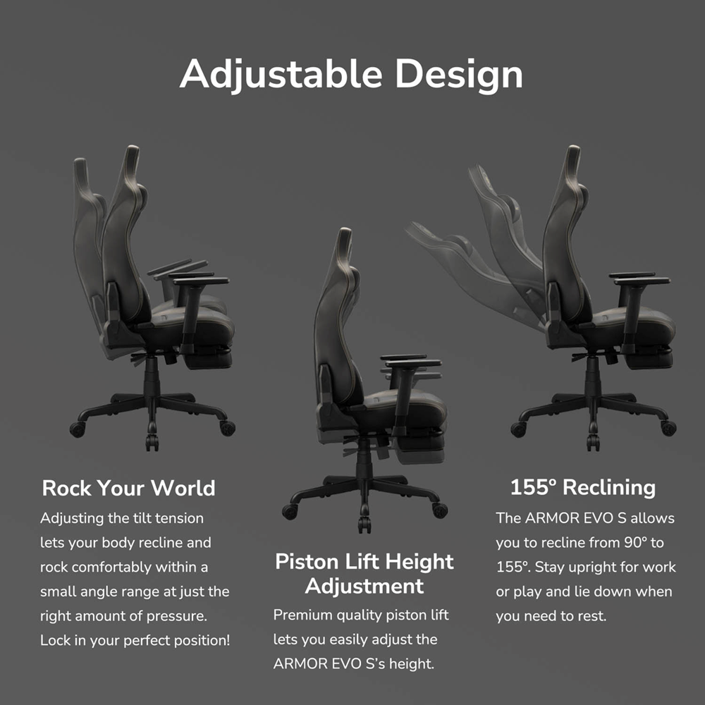 COUGAR Armor EVO S Gaming Chair Retractable Footrest - Orange, 120kg - Image 3