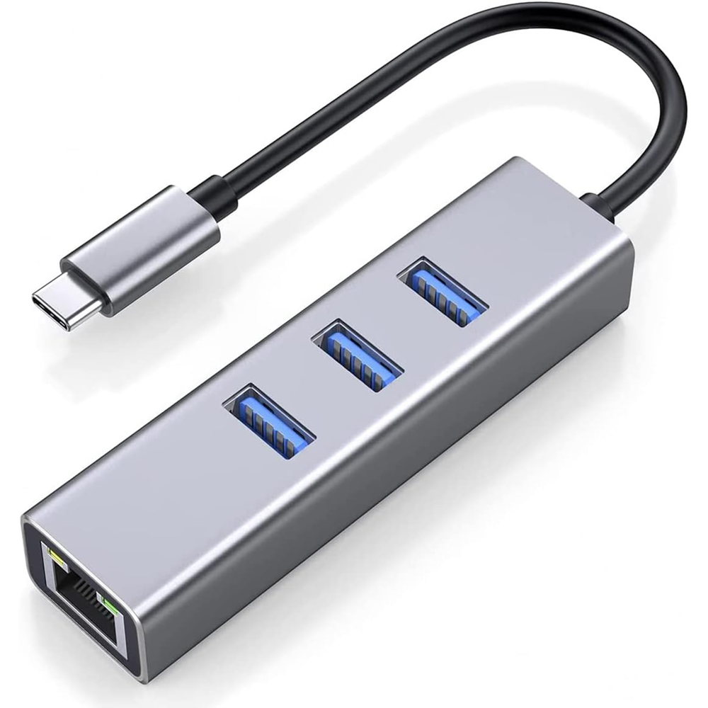 USB-C to RJ45 Gigabit Ethernet Network Adapter with USB 3.0 Hub