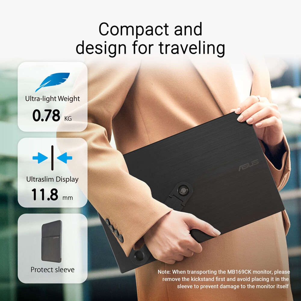ASUS 16″ ZenScreen MB169CK FHD IPS USB-C Portable Monitor with Sleeve - Image 5