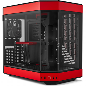 HYTE Y60 Modern Panoramic Dual Chamber ATX Mid Tower PC Case, Black/Cherry (3-Fans)