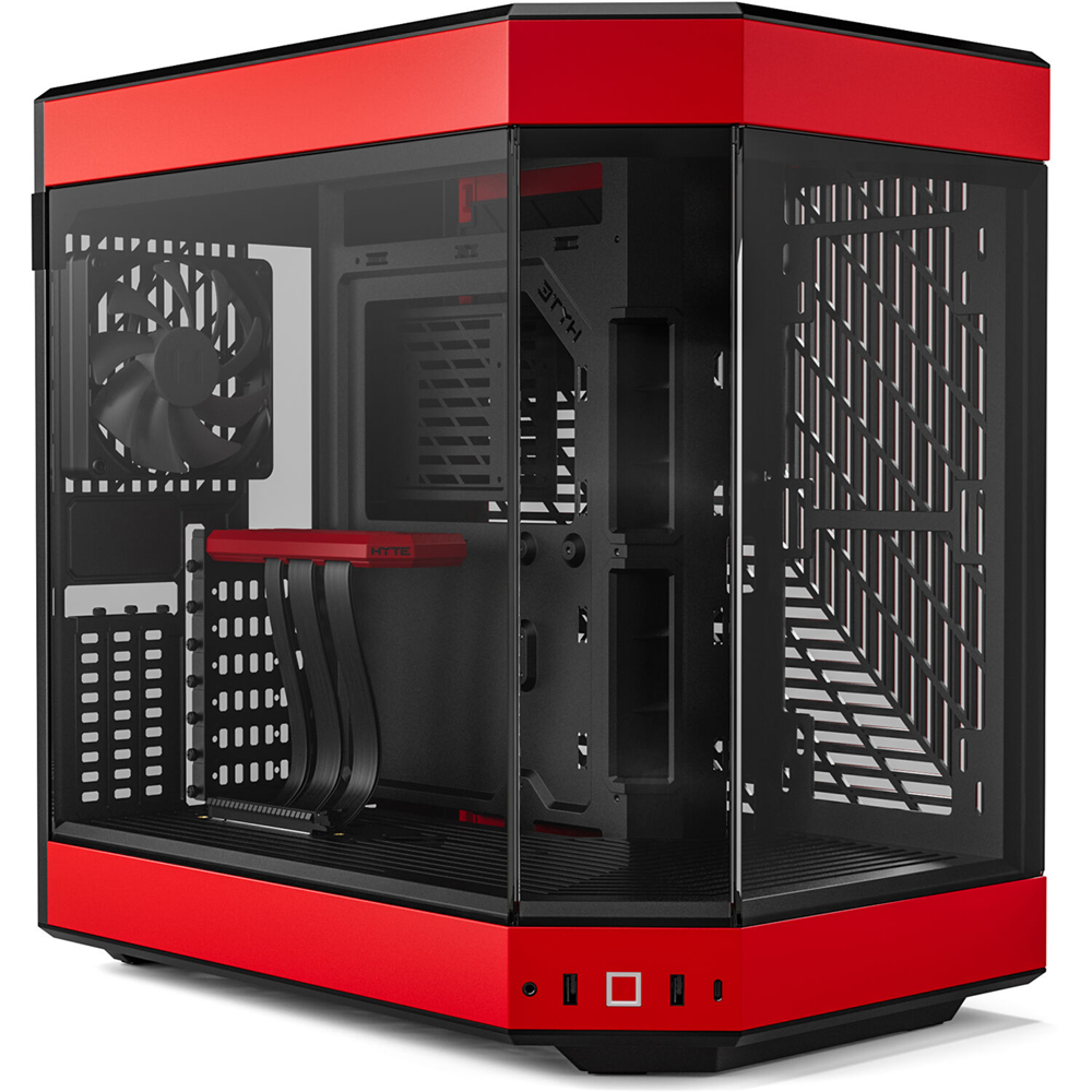HYTE Y60 Modern Panoramic Dual Chamber ATX Mid Tower PC Case, Black/Cherry (3-Fans)