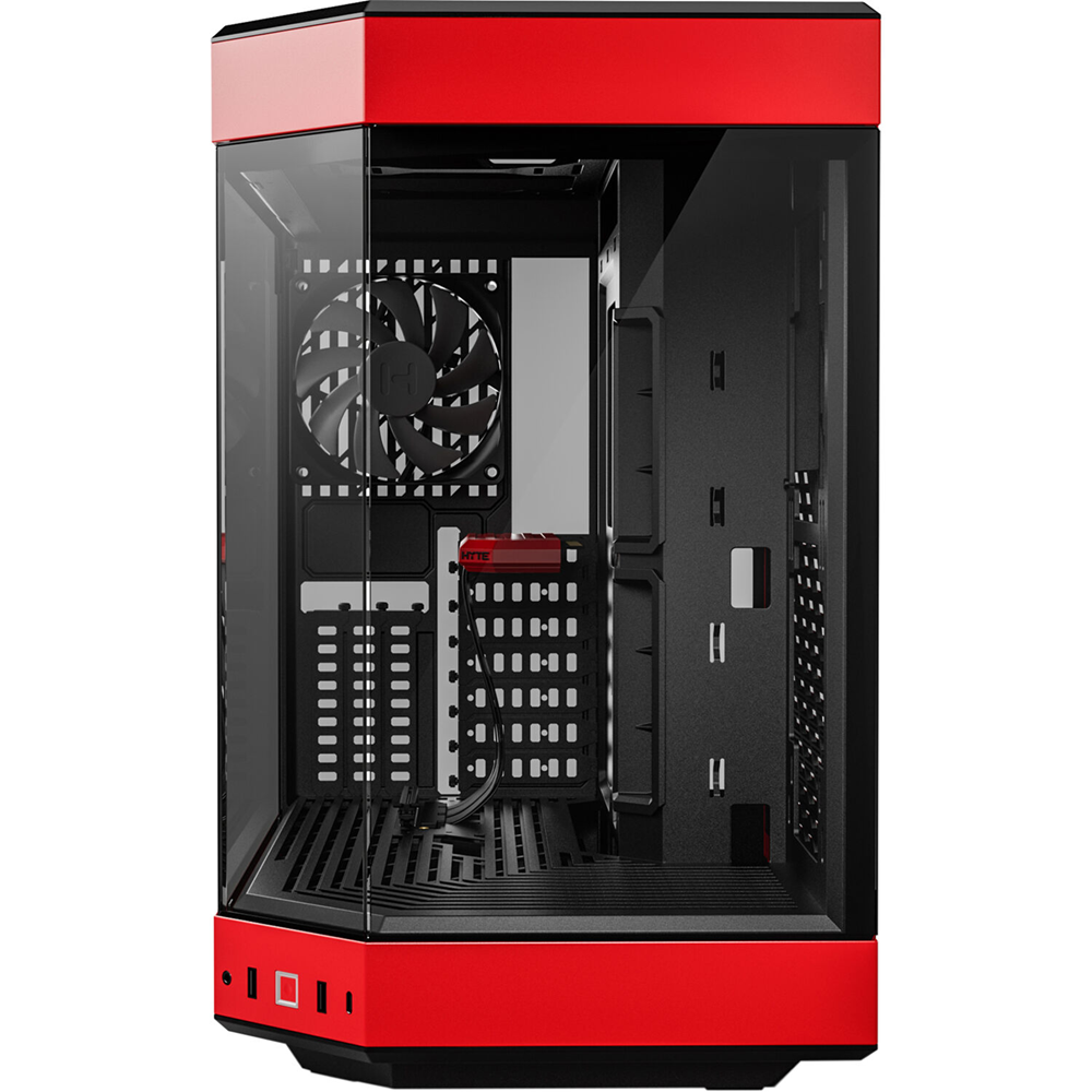 HYTE Y60 Modern Panoramic Dual Chamber ATX Mid Tower PC Case, Black/Cherry (3-Fans) - Image 2