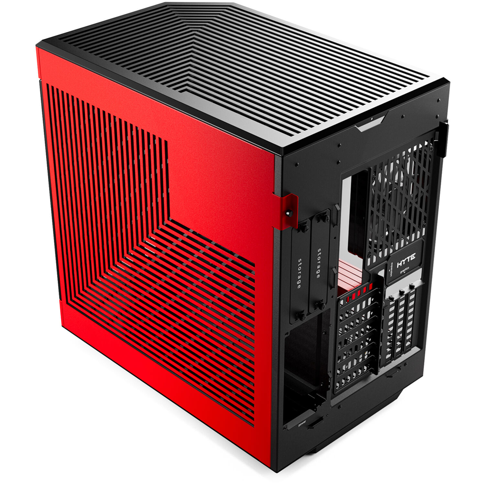 HYTE Y60 Modern Panoramic Dual Chamber ATX Mid Tower PC Case, Black/Cherry (3-Fans) - Image 3