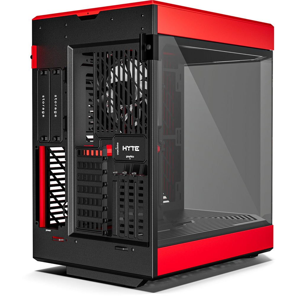 HYTE Y60 Modern Panoramic Dual Chamber ATX Mid Tower PC Case, Black/Cherry (3-Fans) - Image 4