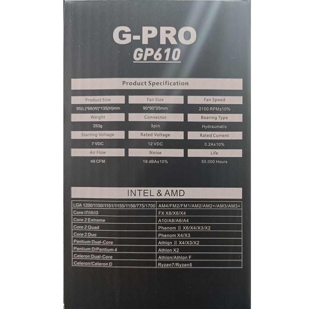 GPro GP610 CPU Cooler Fan - Image 2