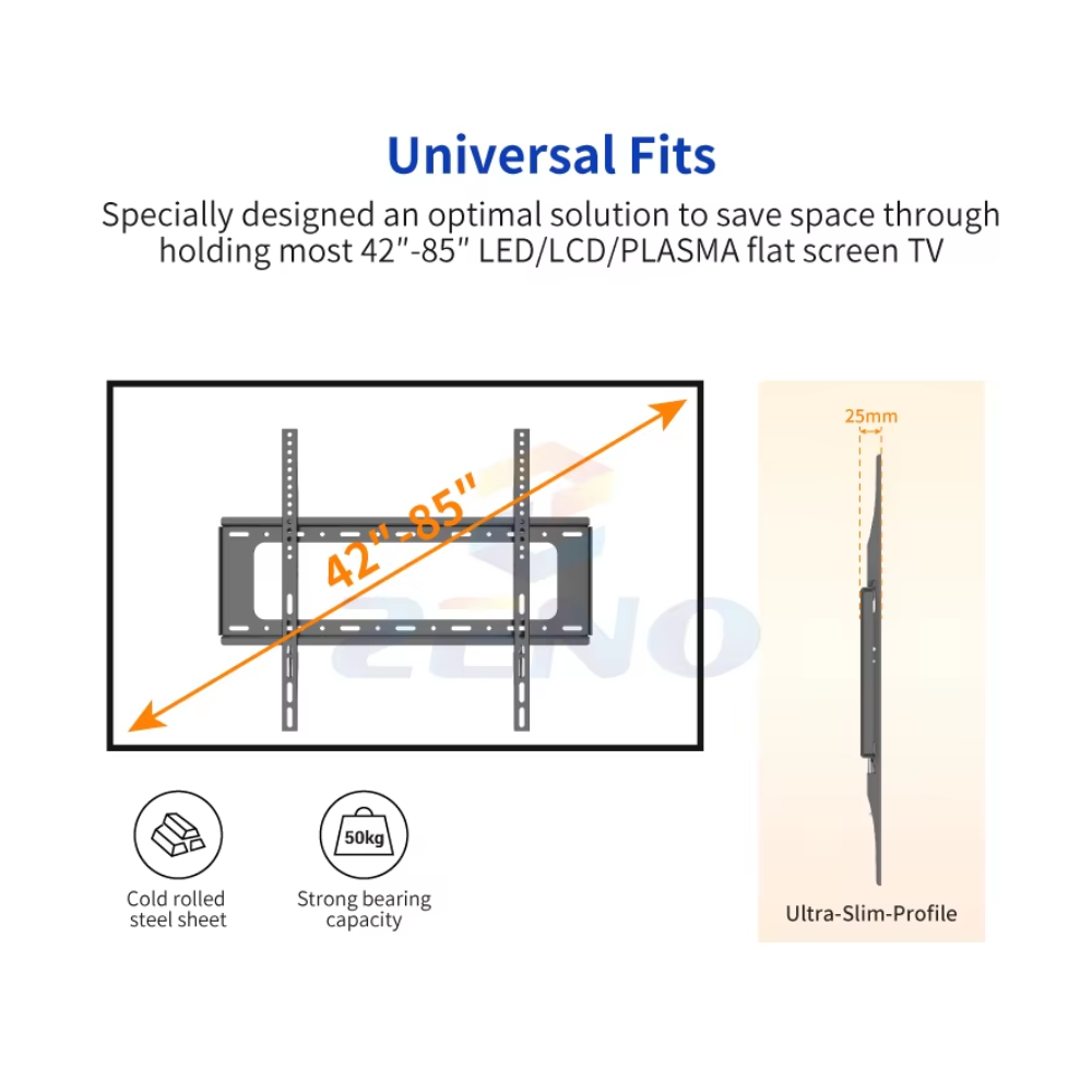 ZENO FA60 42″ – 85″ TV Bracket Wall Mount, 50kg/110Ibs