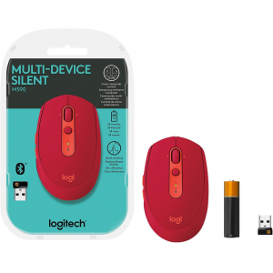 Logitech M590 Multi-Device Silent Mouse (Wireless & Bluetooth) - Ruby