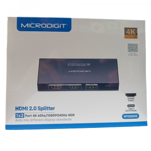 MicroDigit MT500HS HDMI 2.0 Splitter 2 Port, 1in2 Out, 4K@60Hz , FHD@240Hz