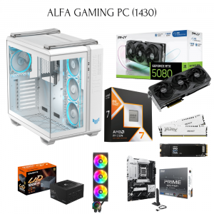 Alfa Gaming PC 1430, AMD Ryzen 9800X3D, 16GB RTX5080, 32GB RAM, 2TB NVMe, ASUS GT502, W11Pro