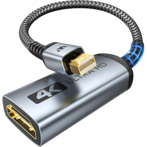 Warrky MH01 4K 30HZ Mini DisplayPort to HDMI Adapter 0.65ft Silver Gray