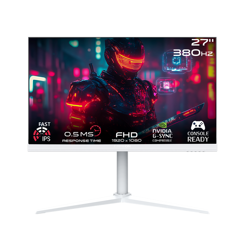 GameOn 27" Artic Pro Series AP27FHD380 IPS 380Hz 0.5ms FHD HDMI 2.1 Rotatable Gaming Monitor, White