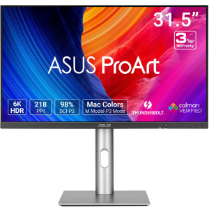 ASUS 32" ProArt Display 6K PA32QCV, IPS Thunderbolt 4 PD 96W, Daisy Chain, HDR600 Speaker KVM HDMI 2.1 Professional Monitor
