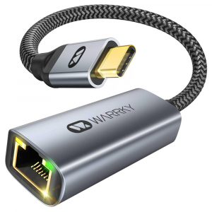 Warrky AE03 USB-C to Ethernet Gigabit Adapter 0.83ft Silver Gray