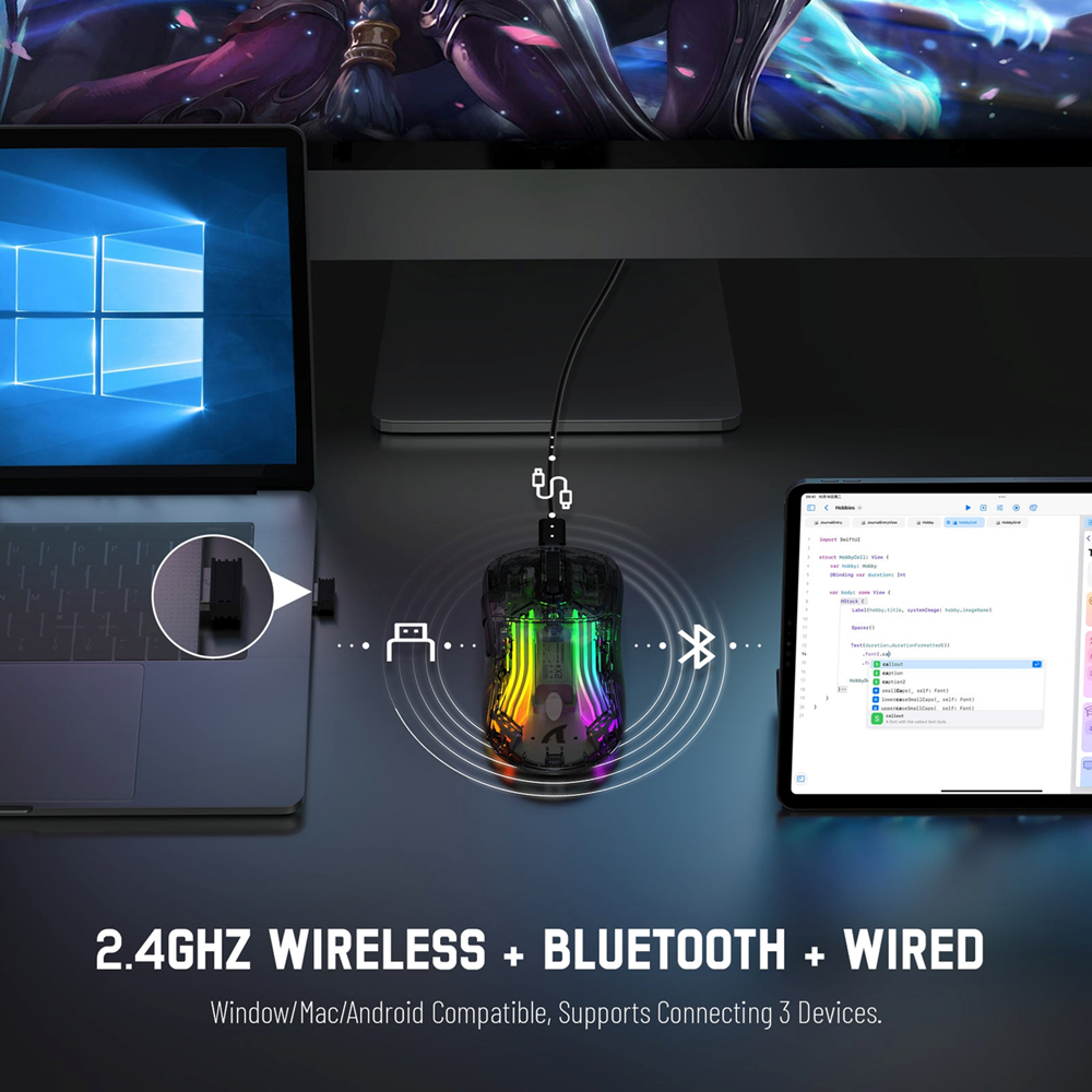Attack Shark X2 Wireless Gaming Mouse, Black - Image 7