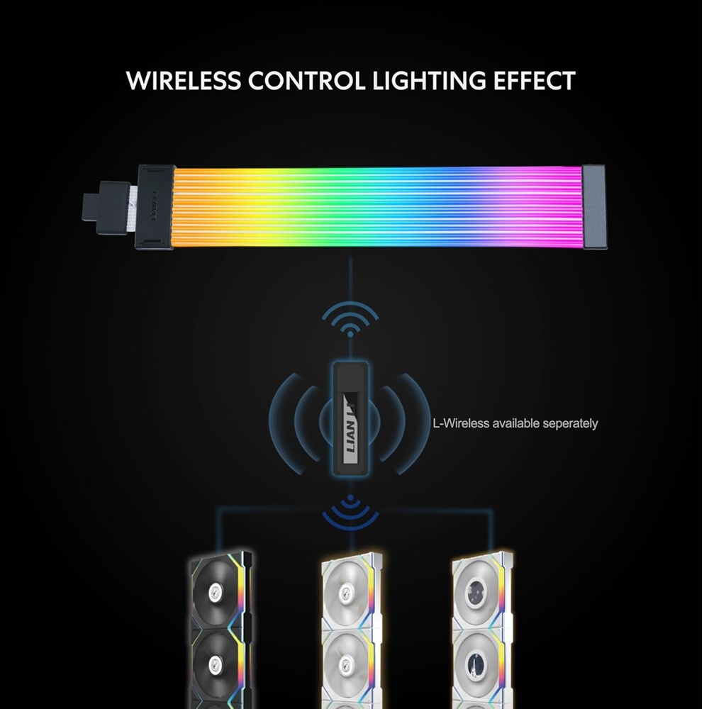 LIAN LI Strimer Wireless 16-12 12V-2x6 Pin ARGB Cable (PW16-121W) Black (Controller Not-Included) - Image 2
