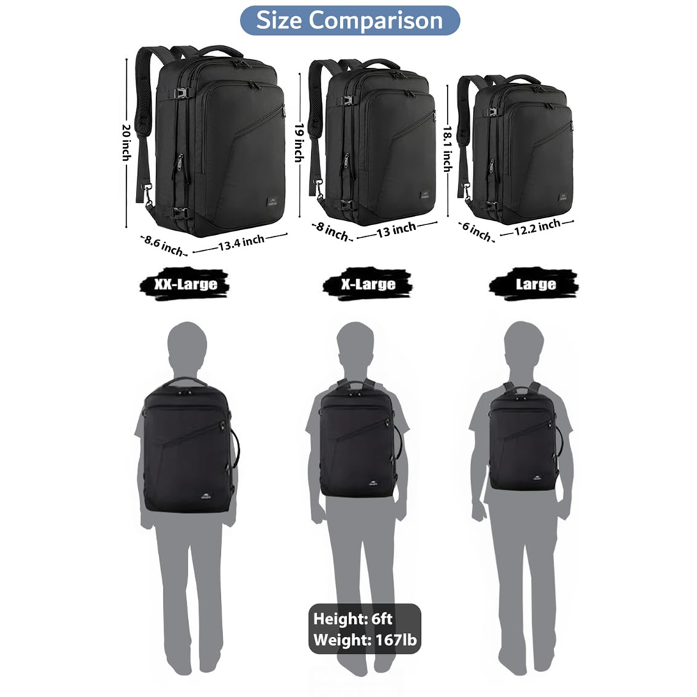 Matein 115900 XL Traveling Suitcase Backpack Laptop Bag X-large 34L Capacity, Black - Image 7