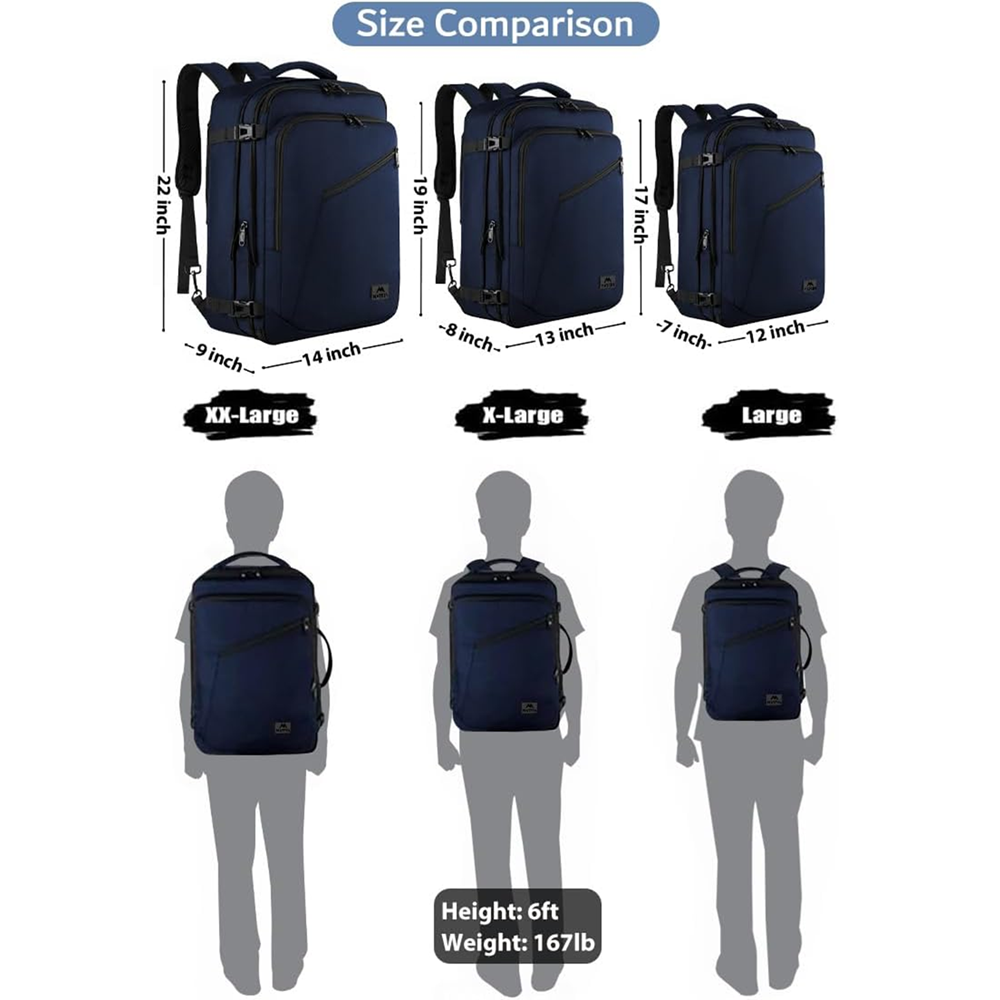 Matein 115900 XL Traveling Suitcase Backpack Laptop Bag X-large 34L Capacity, Blue - Image 4