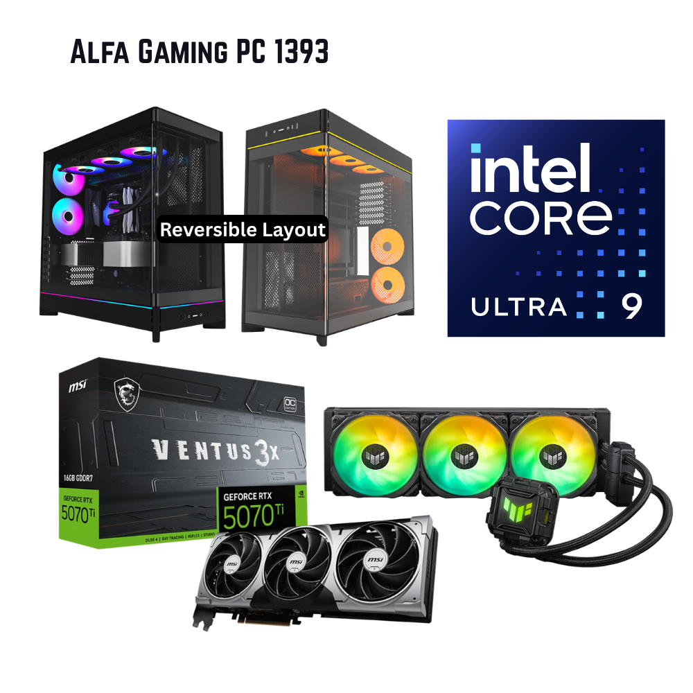 Alfa Gaming PC 1393, Intel Ultra 9, 16GB RTX5070Ti, 32GB RAM, 2TB NVMe, Montech HS02, W11Pro