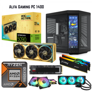 Alfa Gaming PC 1400, AMD Ryzen 7 9800X3D, 32GB RTX5090 ROG Astral Dhahab, 64GB RAM, 1TB NVME, HYTE Y70 Touch, W11Pro