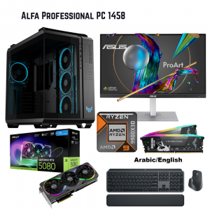 Alfa Professional PC 1458, AMD Ryzen 9 9900X3D, RTX5080, 32GB, 2TB, ASUS GT502, W11Pro, ASUS ProArt PA279CV, Logitech MX KEYS S Combo