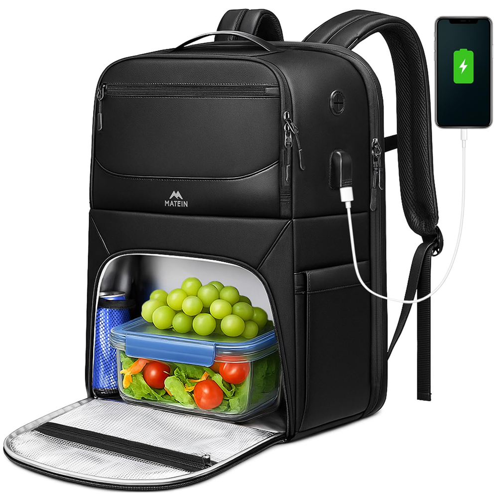 Matein 172600 17" Travel Lunch Compartment Backpack Laptop Bag, Black