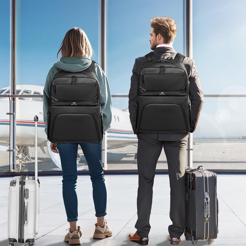 Matein 172600 17" Travel Lunch Compartment Backpack Laptop Bag, Black - Image 6