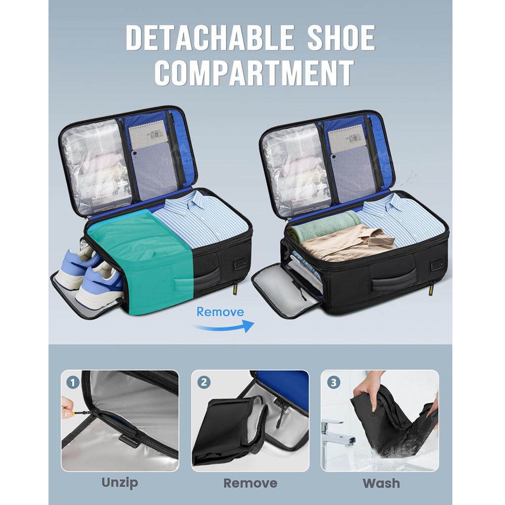 Matein 174600 17" Travel Laptop Backpack Expandable Carry-on Bag, Black - Image 6