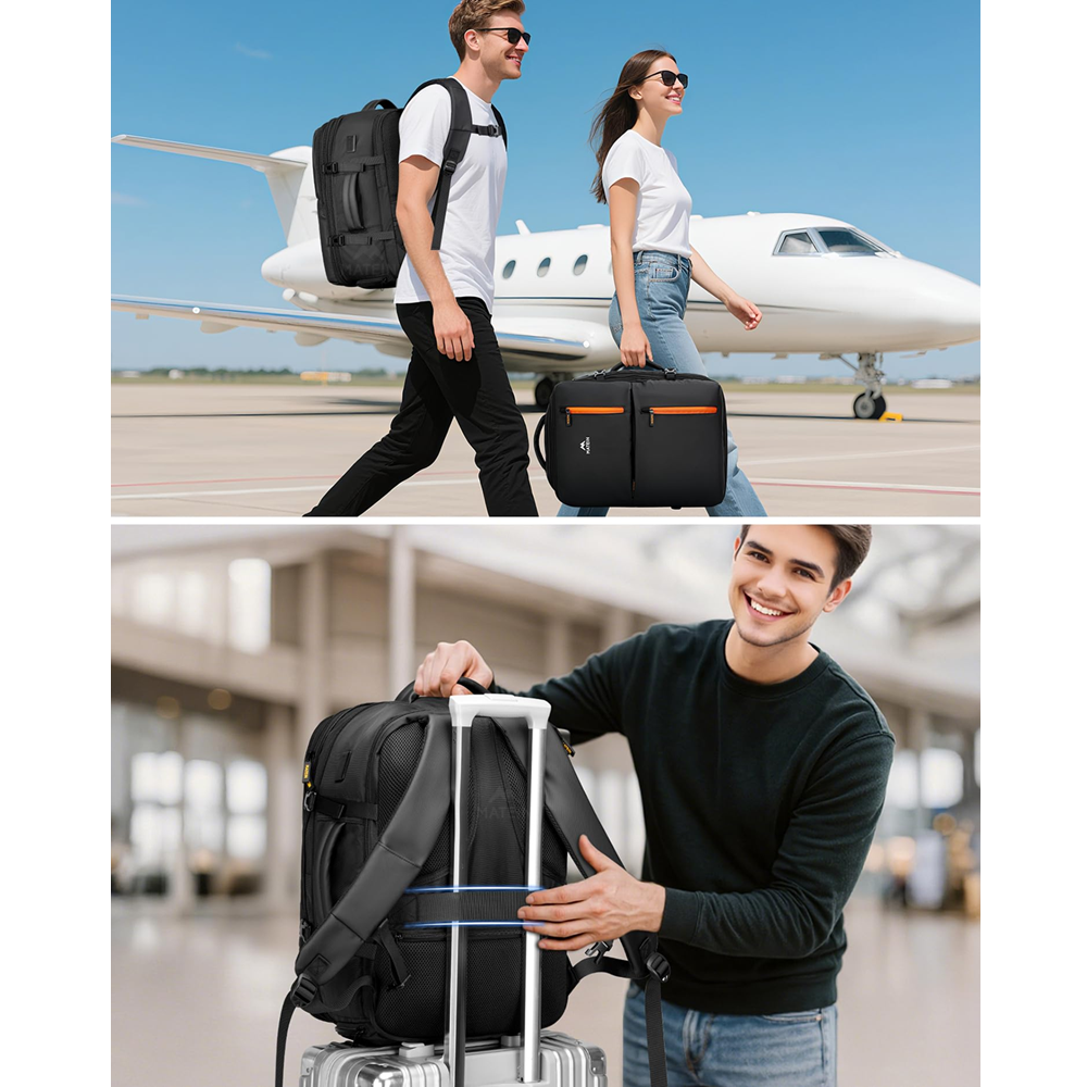 Matein 174600 17" Travel Laptop Backpack Expandable Carry-on Bag, Black - Image 3