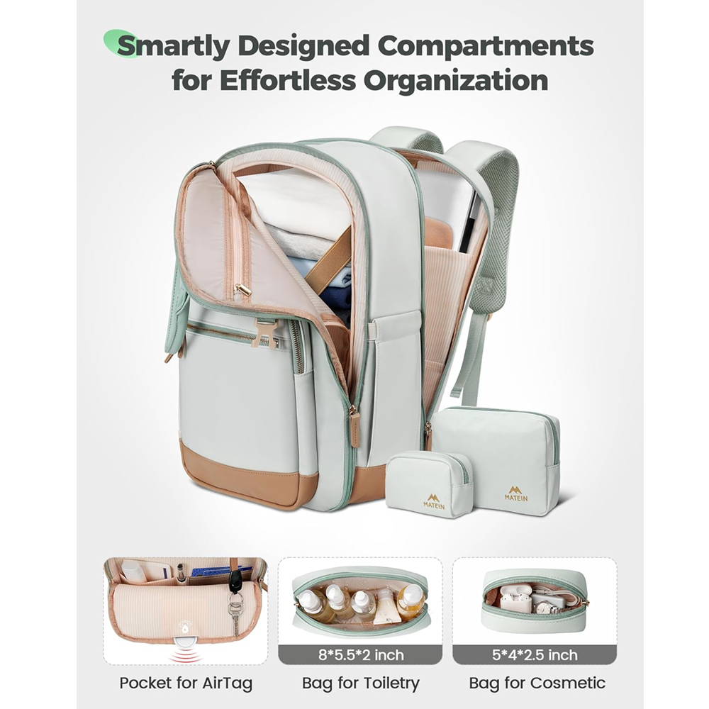 Matein 676000 15.6" Underseat Backpack for Women Laptop Bag, Green - Image 8