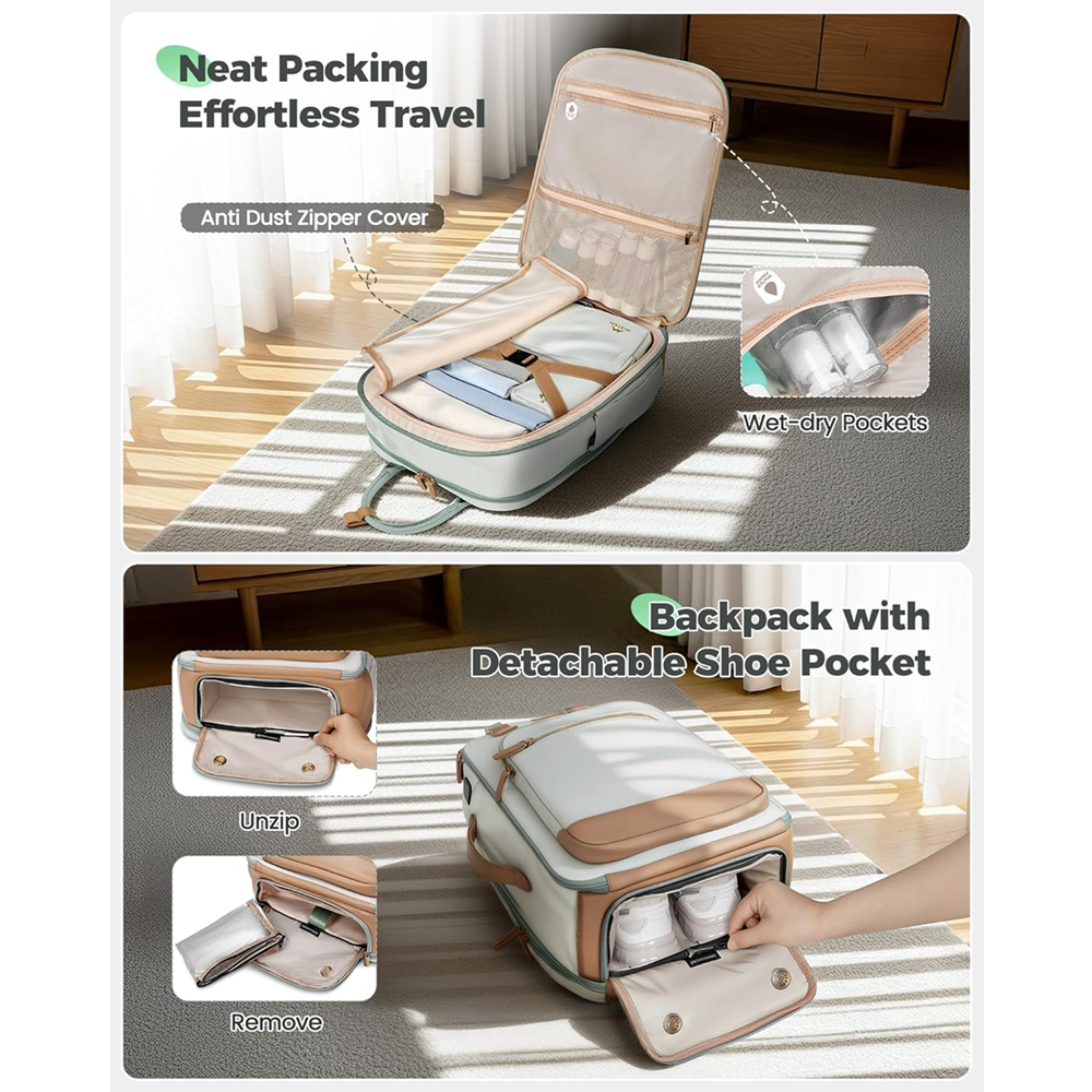 Matein 676000 15.6" Underseat Backpack for Women Laptop Bag, Green - Image 6