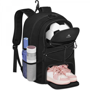 Matein 669400 15.6" Football Backpack with Shoe Holder Laptop Bag, Black