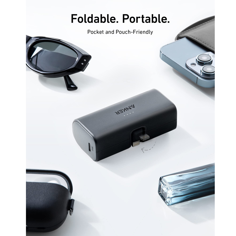 Anker 1645 Nano Power Bank (12W, 5000mAh, Built-In Lightning Connector) Black, A1645H11 - Image 3