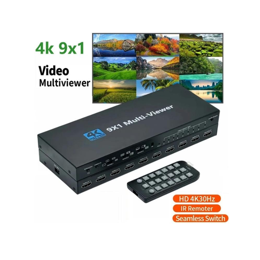 HDMI Multiviewer 9 in 1 Out Switch 4K Screen Splitter - Image 2