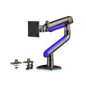 NB G60 Gaming Monitor Arm 32" to 60" Professional Heavy Duty Stand RGB Light (Curved/Flat) - Black