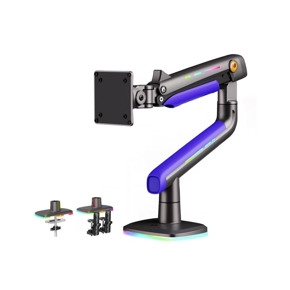 NB G60 Gaming Monitor Arm 32" to 60" Professional Heavy Duty Stand RGB Light (Curved/Flat) - Black
