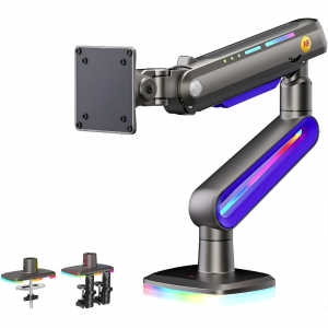 NB G70 Gaming Monitor Arm 32" to 60" Professional Heavy Duty Stand RGB Light (Curved/Flat) - Black