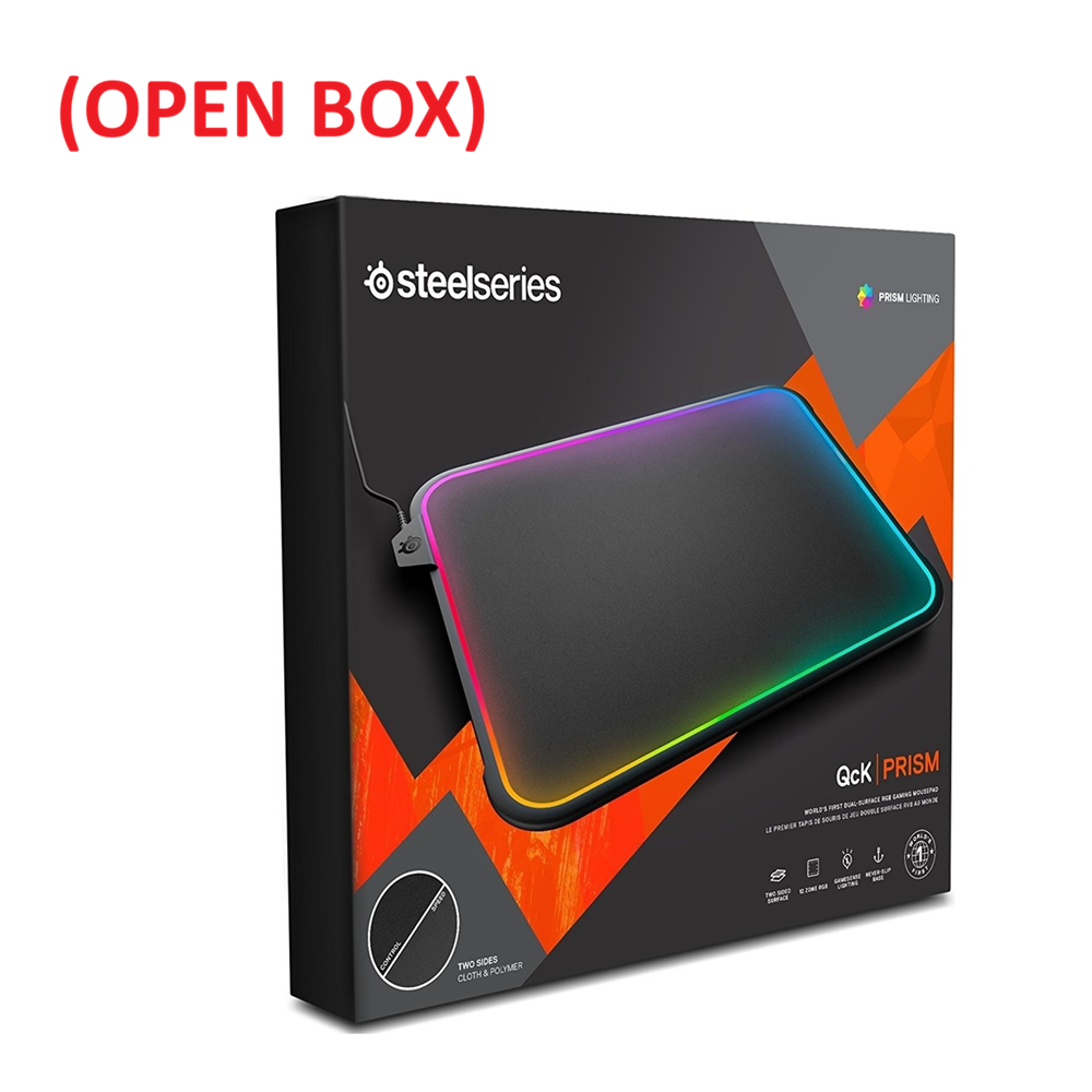 SteelSeries QCK Prism RGB Mousepad, Dual-Surface, 12-Zone Lighting with Gamesense (OPEN BOX)