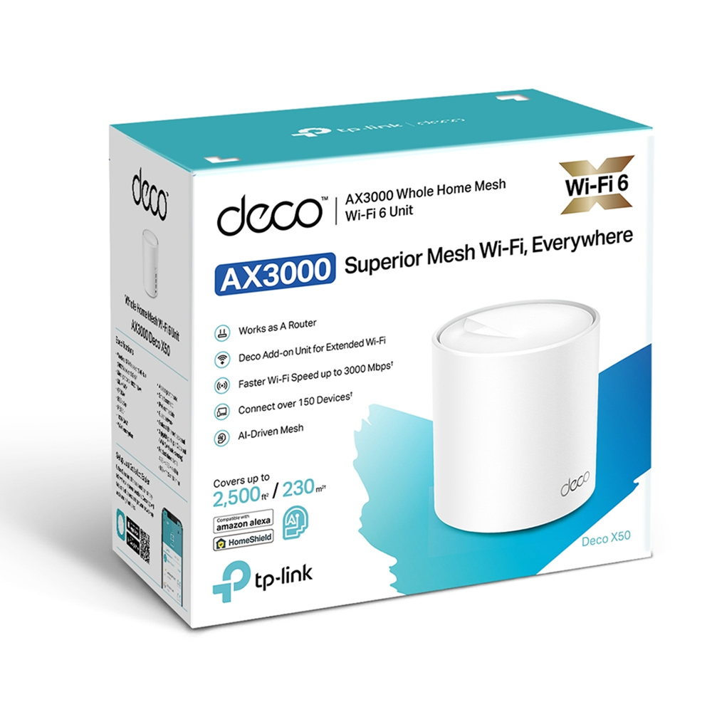 TP-Link Deco X50 AX3000 Whole Home Mesh WiFi 6 System, 1-Pack